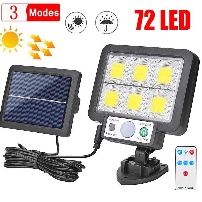 Solar-Split-Wandleuchte 3-Modus Wasserdicht Bewegungssensor LED Sicherheitslampe für Garage Garten Straße Außenbeleuchtung