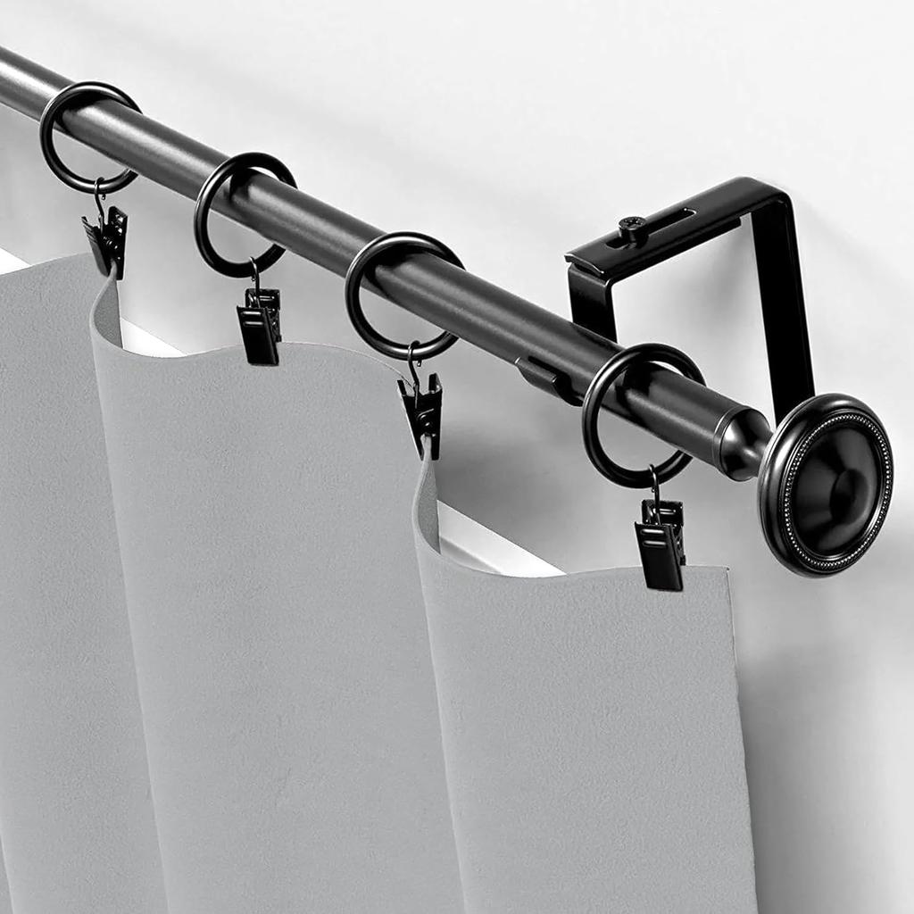 26 PCS Curtain Rings with Clips, Curtain Hooks for Drapes, Curtain Clips with Rings 1.26” Interior Diameter, Black Curtain Rings Fit Up To 1 Inch