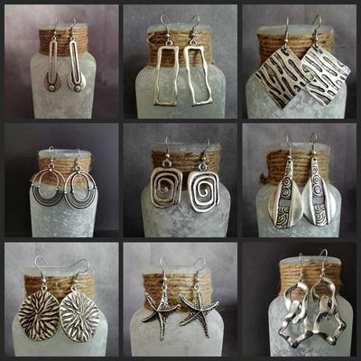 New Vintage Women's Ethnic Personality Vintage Geometry Long Hook Triangle Metal Spiral Earrings Women's Jewelry Accessories