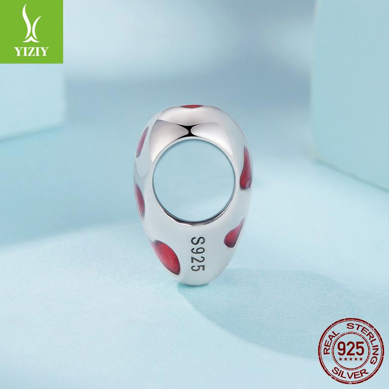 S925 Sterling Silver Red Love Beads Sweet Romantic Heart-Shaped Charm Diy Beads Loose Beads