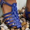 Baotou sandals women's summer new flat-bottomed buckle fashionable large-size beach sandals women