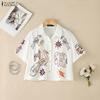 Blusa Casual da Donna con Collo a Revers, Stampa Divertente Estiva, Manica Corta Larga