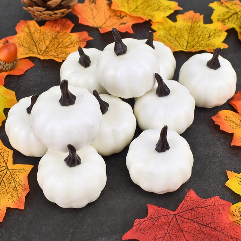 12PCS/Lot White Simulated Pumpkin DIY Material for Harvest Thanksgiving Halloween Home Party Atmosphere Decoration Handcraft ZYF