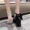 High Heels Mary Janes Shoes Autumn Patent Leather Heeled Shoes japanese Woman Platform Ankle Strap Pumps for Women lolita shoes