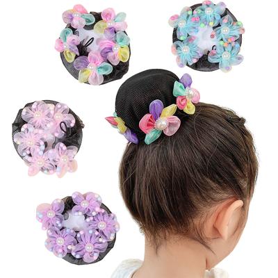 1PC Girls Flower Hair Bun Holder Covers Flower Hair Accessories Detachable Hair Net Hair Headdress Hair Bun Cover Net
