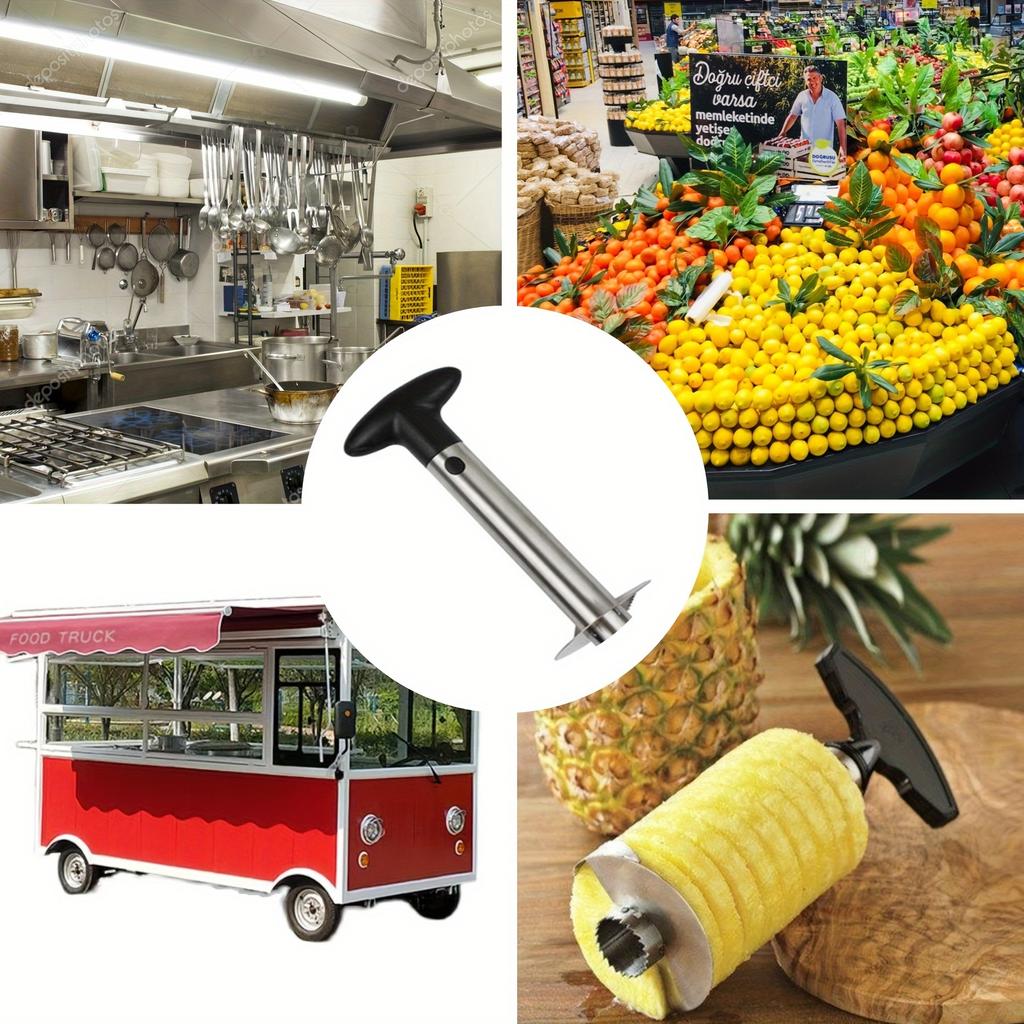 Edelstahl Obstschneider - Verstellbare Klinge für Ananas, Wassermelone, Mango. Ergonomisch & Langlebig für Zuhause & Restaurant.