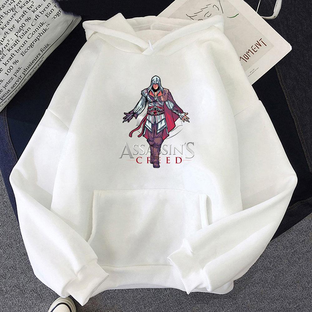Assassin s Creed Ezio Cross Game Cartoon Hoodie Pop Retro Sweatshirt для повседневной одежды на осень/зиму Moletom Pullovers S белый