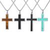 Stainless Steel Men'S Necklace Cross Turquoise Natural Tiger Eye Sweater Chain Pendant Pn-2224