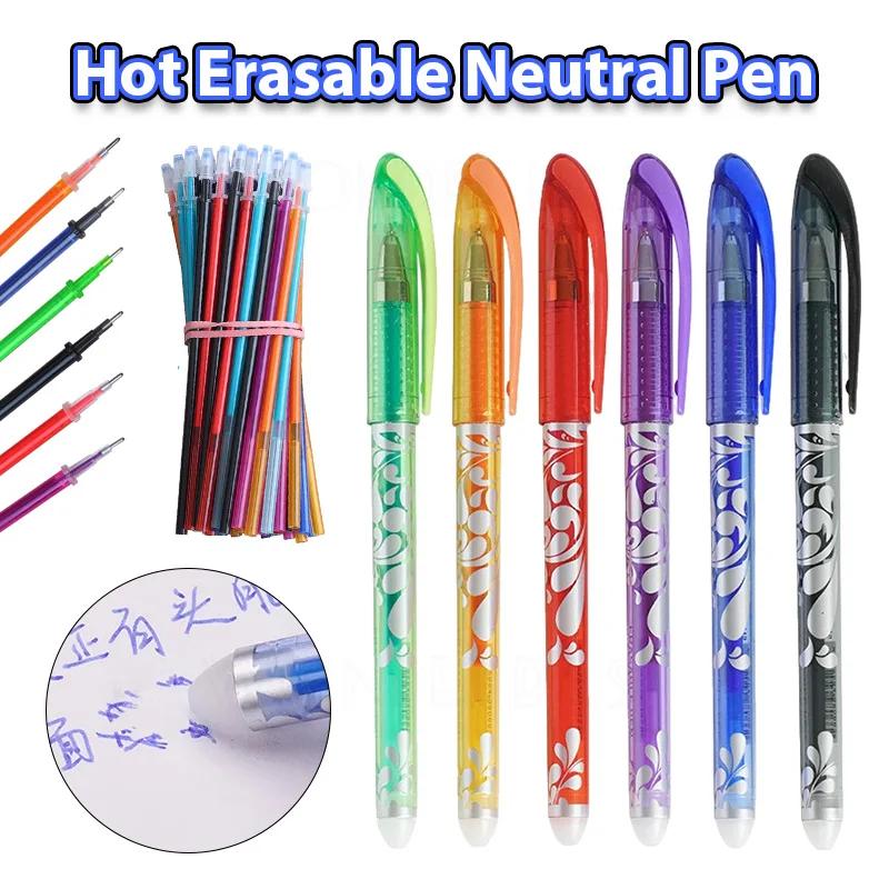 

0.5mm Erasable Gel Pen Set 6 Colors Ink Hot Disappearing Writing Gel Pens Refills for School Student Office Stationery Supplies 12pcs