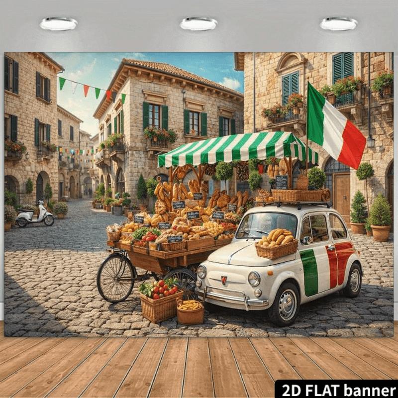 2D plane 1 piece of retro market background fabric suitable for photography background applicable for indoor and outdoor use.