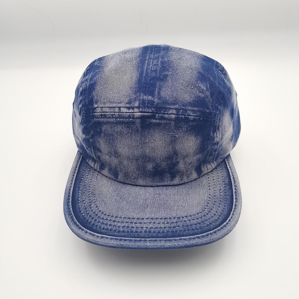 New Cotton Washed Tie Dye Snowflake 5 Panel Flat Brim Cap Streetwear UV Protection Sun Baseball Cap