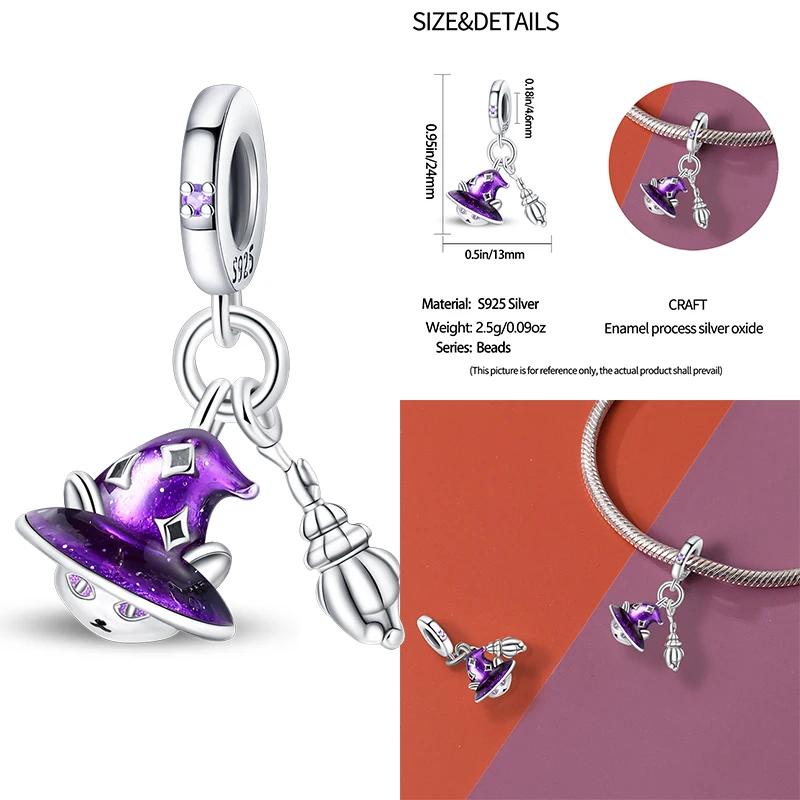 New Coppering Halloween Witch Skeleton Bat Charm Chain Beaded Fit Original Bracelet Diy Ladies Jewelry