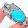Tibetan Turquoise, Chalcedony 925 Sterling Silver Jewelry Pendant 2.88" SU-3582