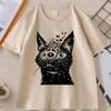 Weirdcore Cat T Shirt Harakuju Creepy Horror Goth Cat TShirt Gothic Dark Aesthetic Tshirt Casual Round Neck Cotton Tees Tops