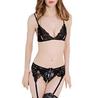 DREAMPARTY Sexy Lingerie Set for Women Garter and with Perforated and Sexy Lingerie Set 4-Piece (Bra, T-Back, Belt, Stockings) Underwear, Erotic,
