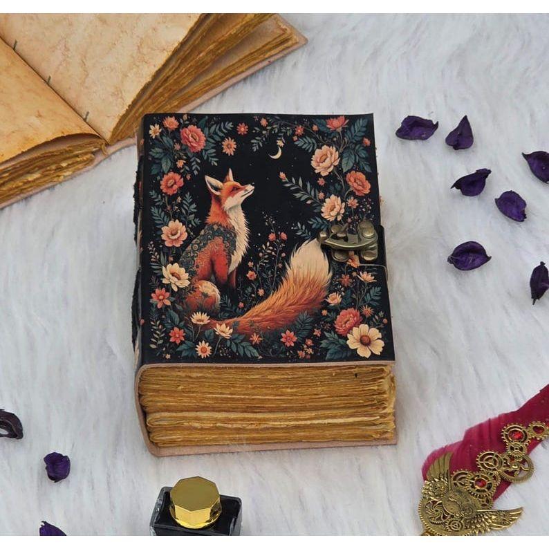 

Блокнот Fox & Moon с цветочным замком | Винтажный блокнот для письма ручной работы | Скетчбук в кожаном переплете с замком 7 x 5 in