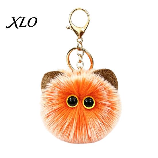 Schoolbag Ornament Plush Cat Ball Keychain, Fluffy Kitten Pompom Bag Charm, Keychain Pendant with Decorative Backpack Metal Lobster Clasp, Backpacks