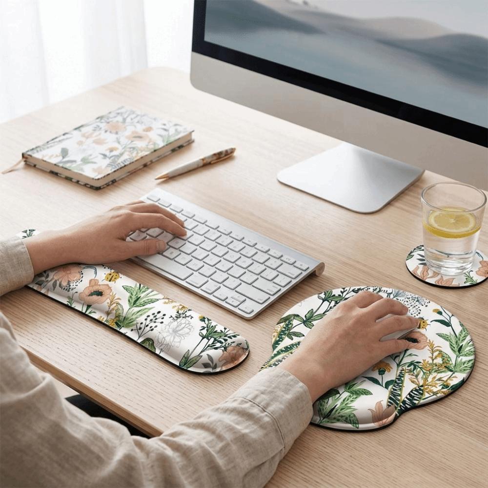 3Pcs/Set Soft Keyboard Wrist Rest Set Comfortable Wristband Mouse Mat Office Supplies