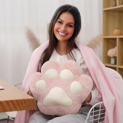 Cat Paw Pillow with Hand Pockets Plush Paw Shaped Cushion Soft Throw Pillow for Home Bedroom Living Room Couch Sofa