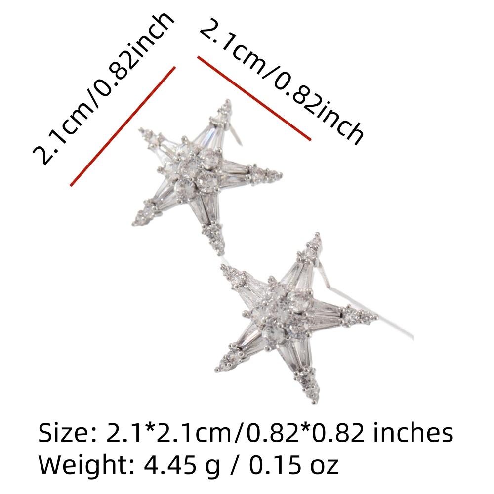 Sparkly Star Zirconia Stud Earrings for Women Fashion Earring Jewelry Wedding Party Accessories