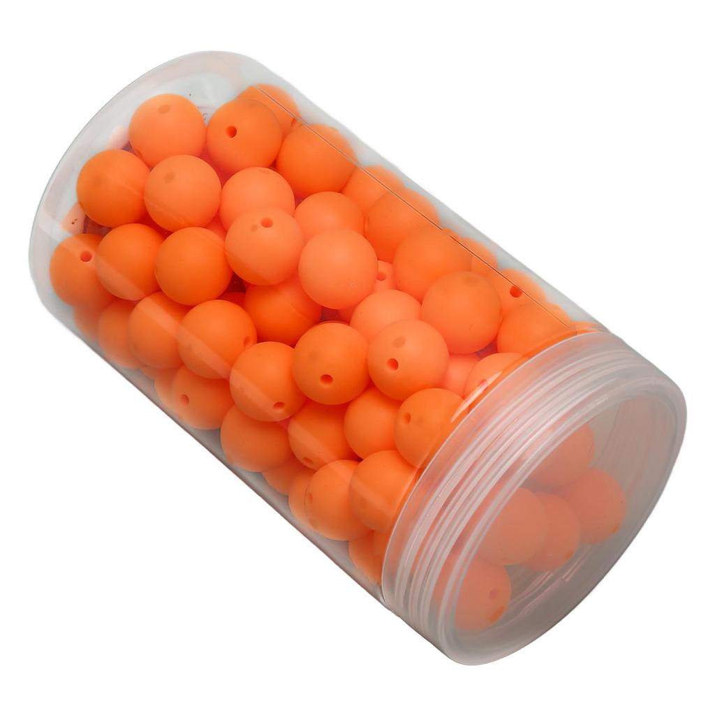 105pcs 15mm Silicone Beads Bulk Round Silicone Beads Loose Beads for Bracelet Necklace Keychain Making Orange