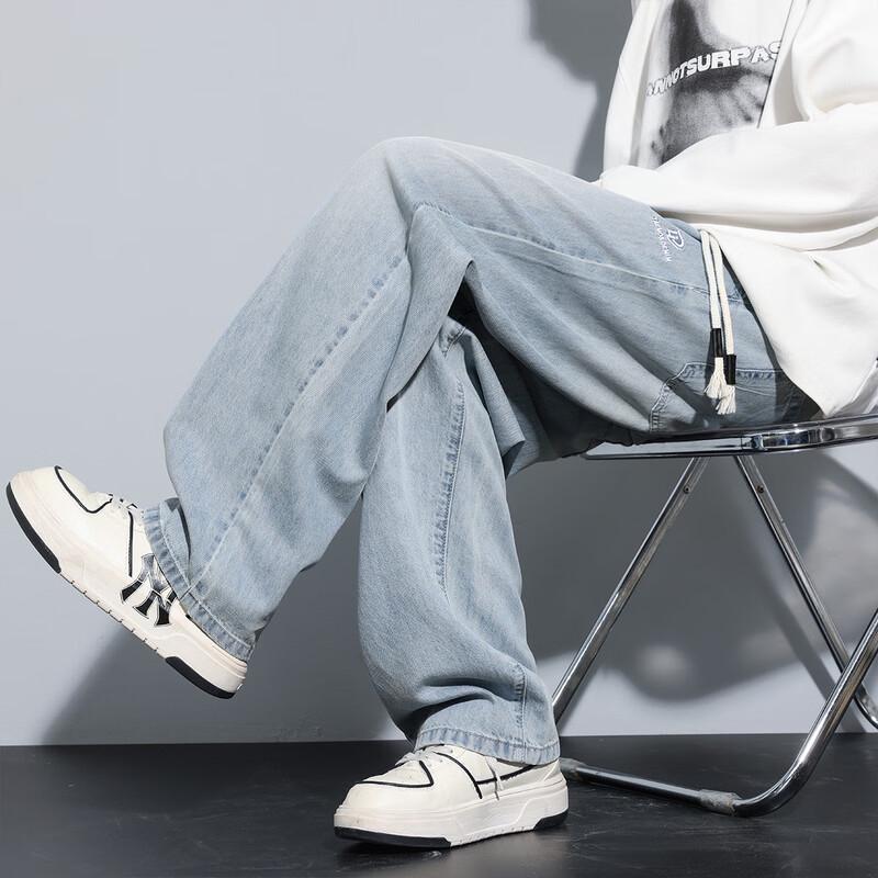 TonLion Men's Summer Thin Straight Loose Jeans