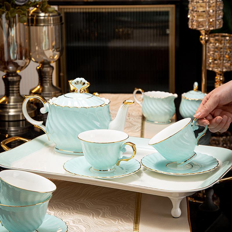 "Light Luxury Premium Sense" Bone China Coffee Cup Set Simple And Fashion Ceramic Flower Tea Cup Saucer Tea Pot Household