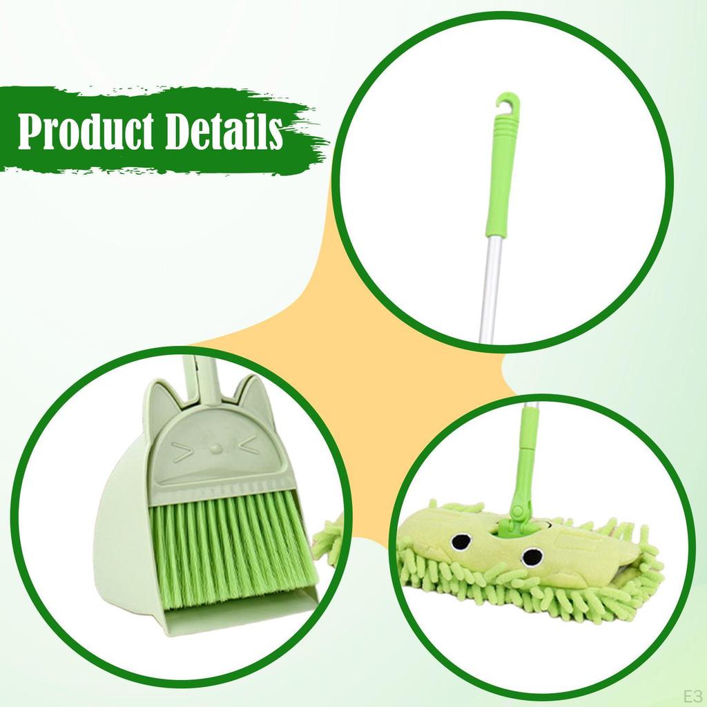 Mini Broom and Dustpan Mop Set for Kids Develop Life Skills Cute Play House Toy Cleaning