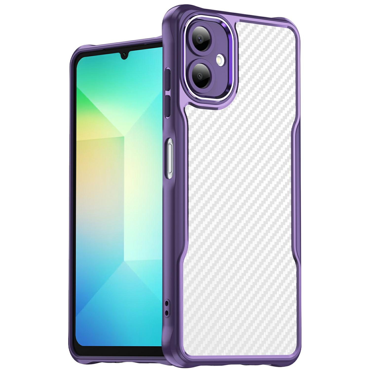 

For Samsung Galaxy A06 4G Case Carbon Fiber Scratch-Resistant TPU+PC Phone Cover Purple