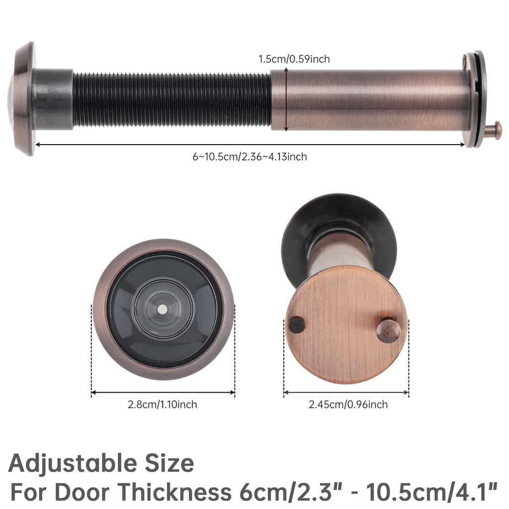 16mm 180° Wide Angle Door Viewer Peephole: Reinforced Steel Lock Core with 360° Rotation Privacy Cover for 1.77 Thickness, Dustproof