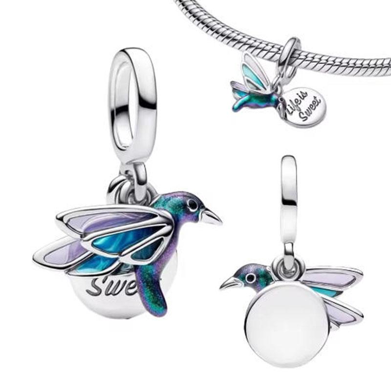 

New s925 silver bee earrings and butterfly dragonfly pendant beads are fashionable and versatile