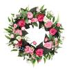 Artificial Peony Wreath Silky Fabric Beautiful Fadeproof Flower Wreath for Door Wedding Wall Decoration