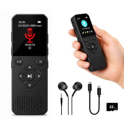 Compact Voice Recorder with Long Recording Time Large Capacity 3072kbps Sound Quality 15 Hours Continuous Noise Variable Speed Reading Bluetooth TFT