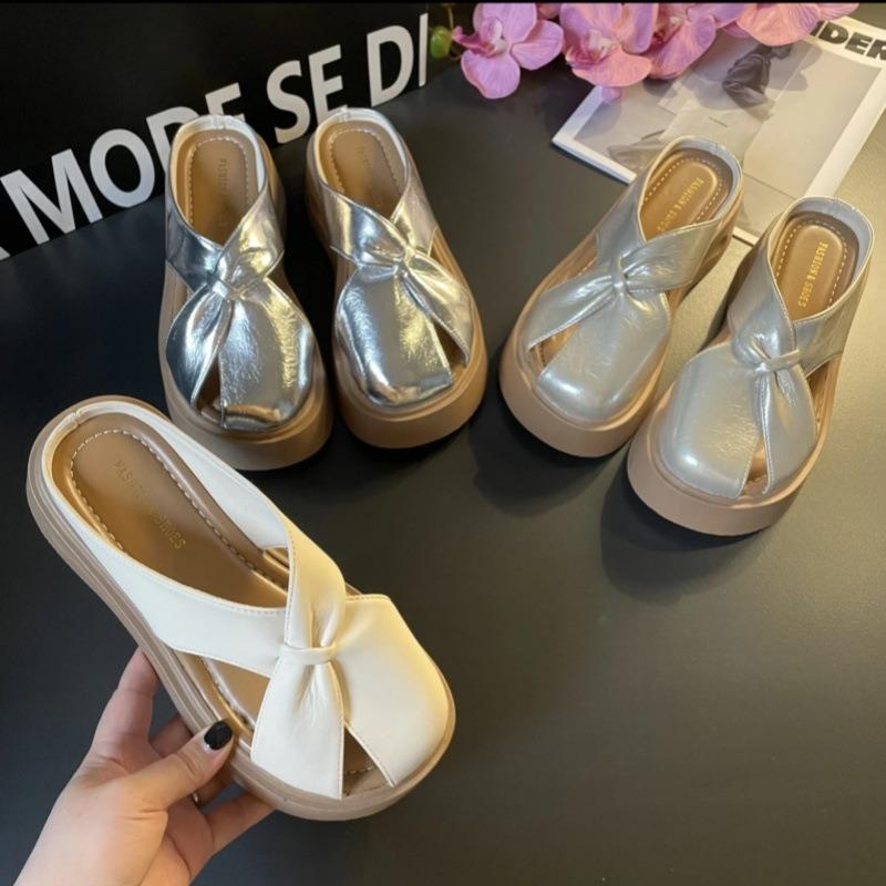 Height-increasing thick-soled Mary Jane shoes summer new wear versatile casual soft-soled non-slip bag head slippers women