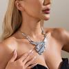 Geometric Necklace Set Exaggerated Pleated Alloy Chain Personalised Irregular Fashion Party for Women