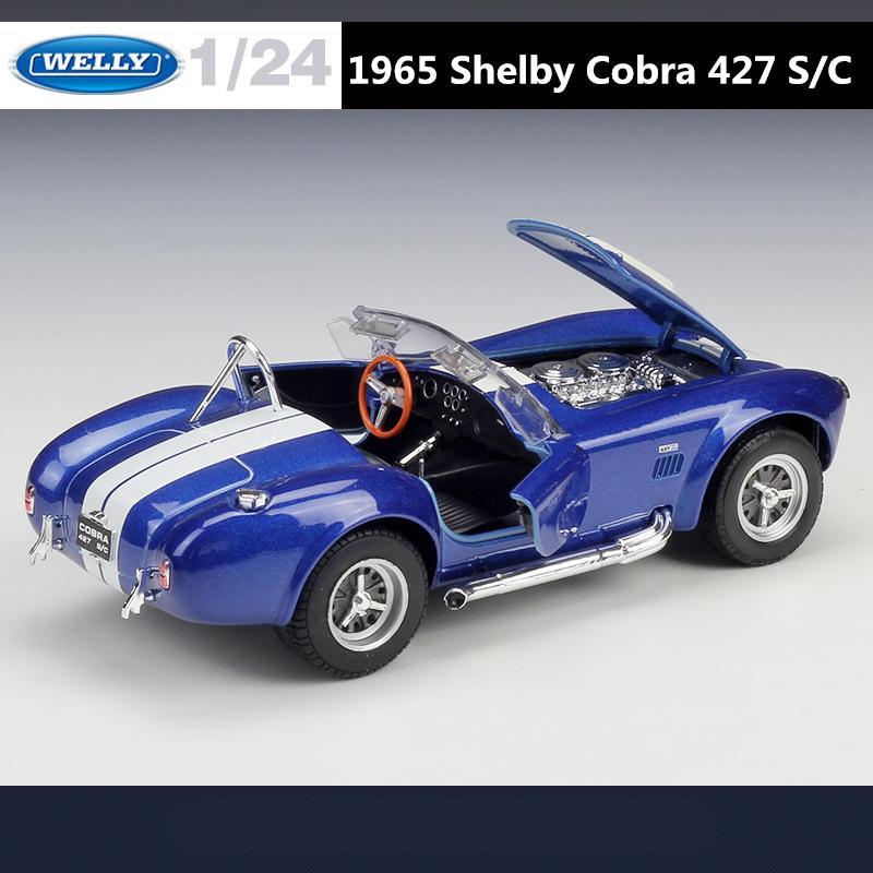WELLY 1/24 1965 Shelby Cobra 427 S/C Alloy Classic Sports Car Model Diecasts Metal Retro Car Vehicles Model Simulation Kids Gift