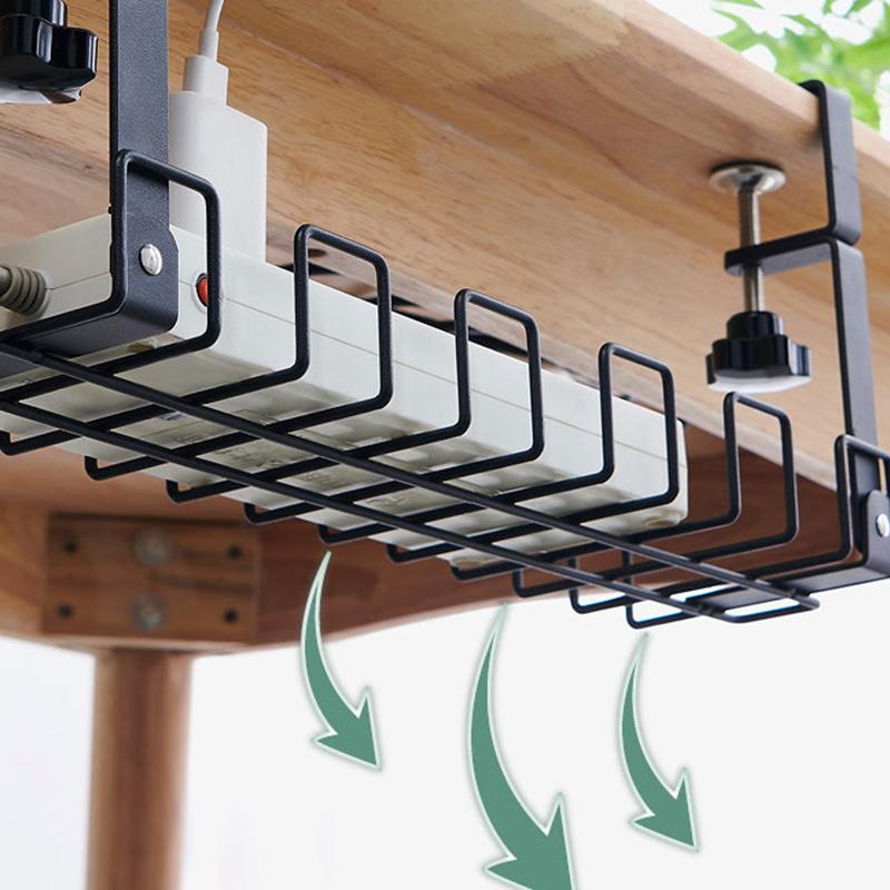 Under Desk Cable Management Rack Carbon Steel Power Strip Cable Storage Basket