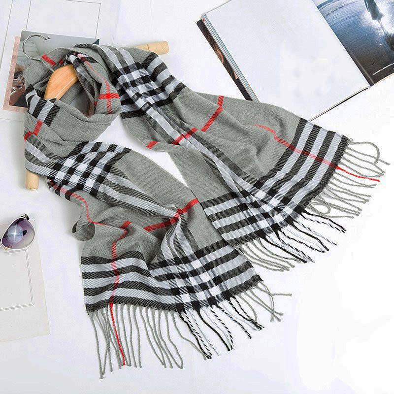 Damen Imitat Kaschmir Warmer Schal Winter Herren Schal Kariertes Design Unisex Strickwaren Schal