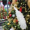 Simulation Peacock Bird Statue Glitter Clip On Artificial Feathered Peacock with Long Tail for Xmas Tree Holiday Home