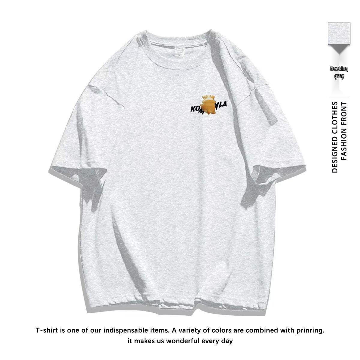 

Trendy American Retro Straight-Shoulder Short-Sleeve Women s Summer Round-Neck Loose-Fit T-Shirt Extra Extra Large хизер серый