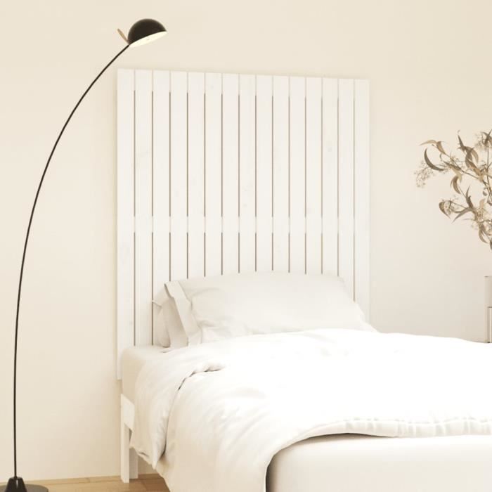 824934 vidaXL Wall-mounted Headboard White 95.5x3x110 Cm Solid Pine Wood
