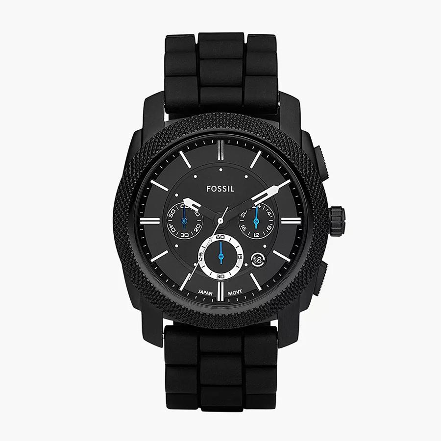 

Machine Chronograph Black Dial Black Silicone Strap Watch for Men-FS4487