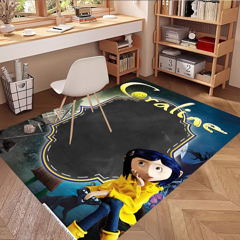 Coraline Print Rug, Washable Floor Carpet, For Entryway Dorm Laundry Room Office Study, Home Decor Birthday Christmas Gift