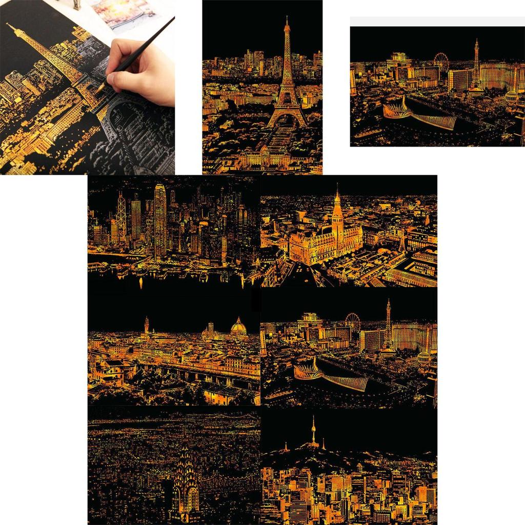 Magic Scratch Art Scratch Night View Painting Paper Board Premium Quality Educational Play Toys For All Ages