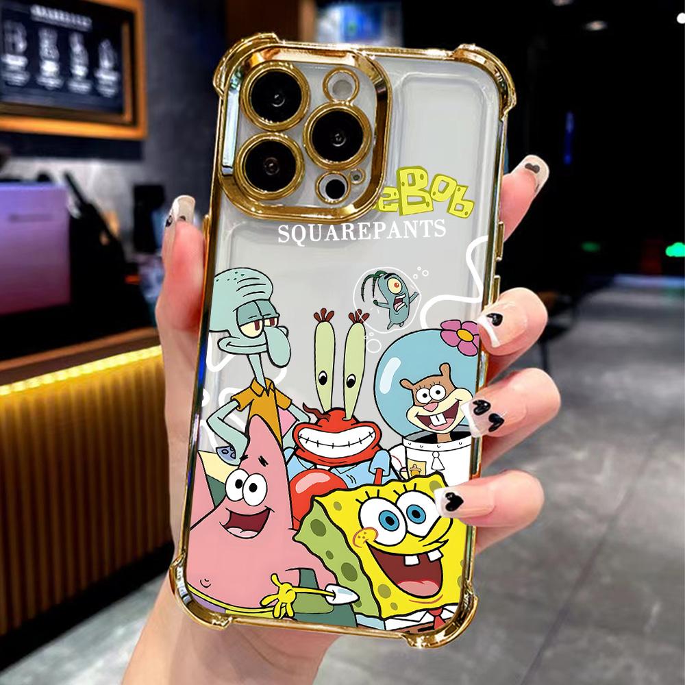 Lovely SpongeBobs New Plating Phone Case For Samsung A36 A16 A06 A35 A55 A25 A26 A05s A15 A54 A34 A24 A14 A05 A13 A73 A53 4G 5G