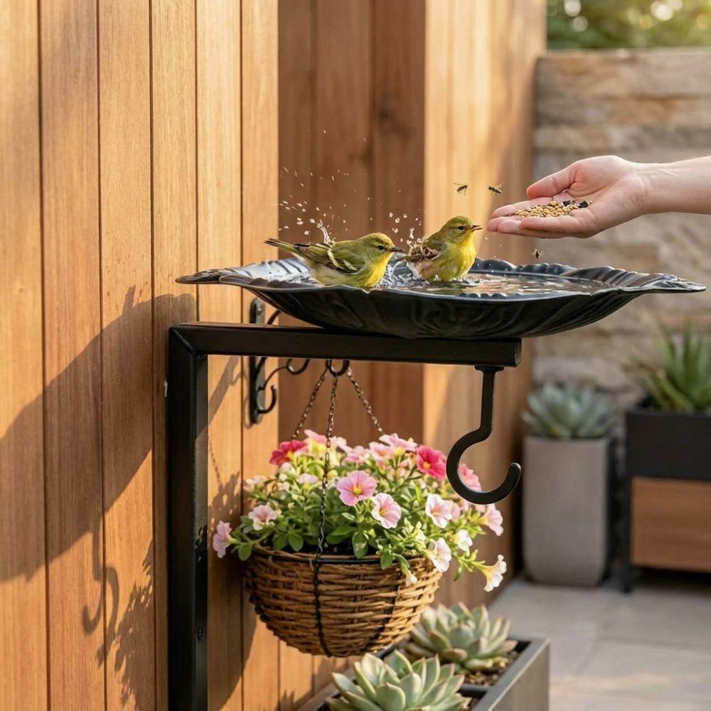 Cast Iron Wall Mounted Bird Feeder Vintage Metal Bird Bath Bird Feeding Station Outdoor