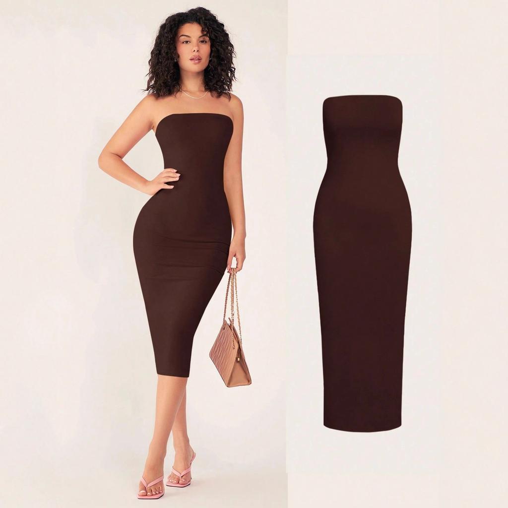 2026 new ebay popular tight tube top high elastic dress