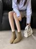 Autumn and winter new small square head short with flat temperament thin French fashion sexy beauty female Internet celebrity short boots