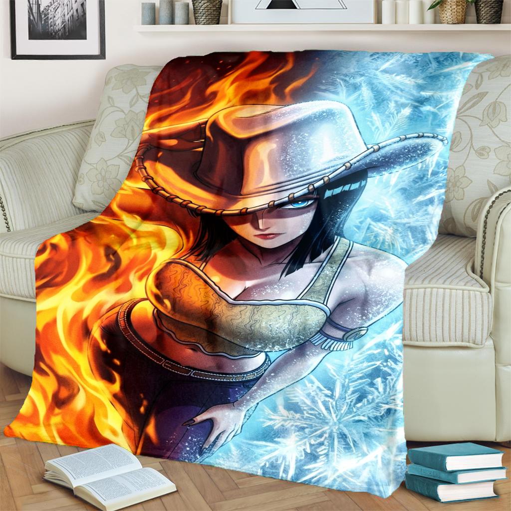 "ONE PIECE" Print Flannel Blanket Warm Comfortable for Bedrooms, Sofas, Beds, Chairs, Picnics, Travel