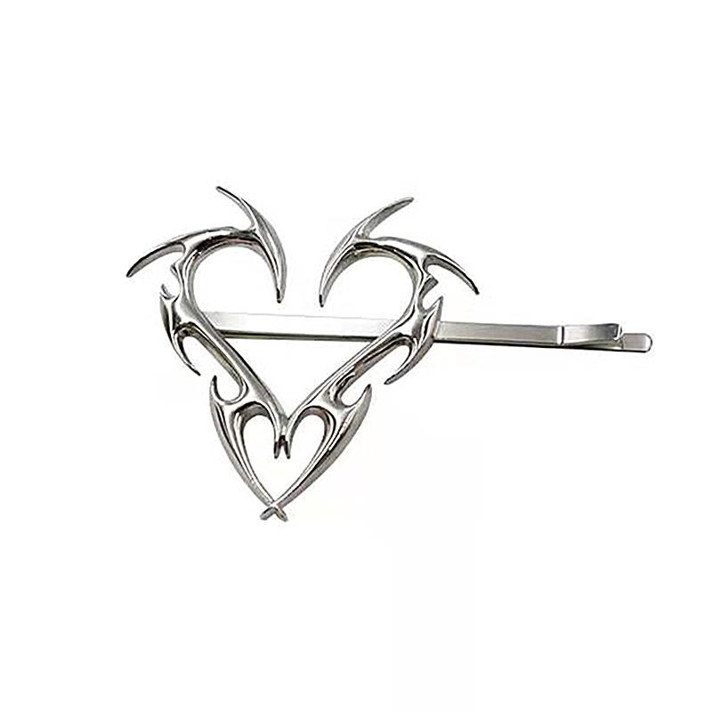 Zhao Xiaotang's Style Hairpin: Metal Love Totem Brooch-Dart, Trendy One-Word Clip with Niche Design